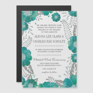 Magnetic Mint Floral  Typografie Magnetische Uitnodiging