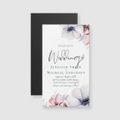 Magnetic Navy Blue Coral Floral Script Weduwset (Voorkant / Achterkant)