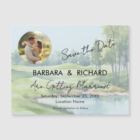 MAGNETIC Photo Golf Theme Wedding Save the Date (Voorkant)