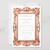 MAGNETIC Pink Gold Ornate Filigree Frame Magnetische Uitnodiging (Voorkant)