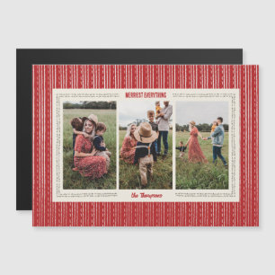 Magnetic Red Modern Farmhouse Holiday Fotokaart Magnetische Uitnodiging