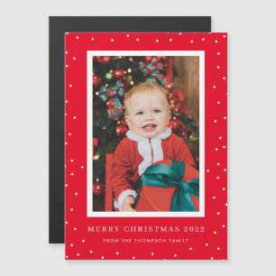 Magnetic Red Polka Dot Photo met kerstkaart