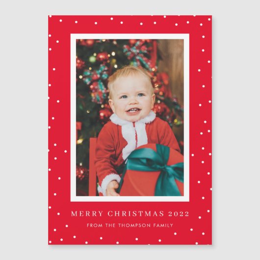 Magnetic Red Polka Dot Photo met kerstkaart (Voorkant)