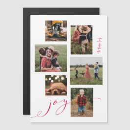 Magnetic Red Script Joy Multi-Photo Holiday Card