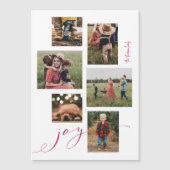 Magnetic Red Script Joy Multi-Photo Holiday Card (Voorkant)