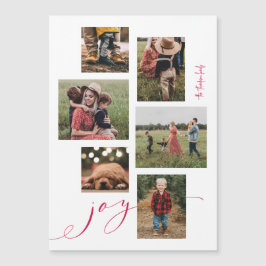 Magnetic Red Script Joy Multi-Photo Holiday Card