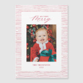 Magnetic Red Striped so Zeer Merry Photo Card (Voorkant)