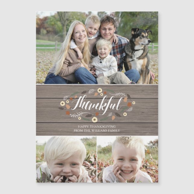 Magnetic Rustic Thanksgiving-fotokaart (Voorkant)