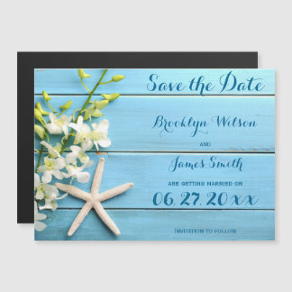 Magnetic Starfish Weddenschap Save the Date Orchid Magnetische Uitnodiging