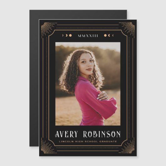 Magnetic Tarot Afstuderen Photo Announcement Kaart (Voorkant / Achterkant)