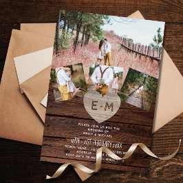 Magnetic Wedding Invite Rustic Photo Collage Barn Magnetische Uitnodiging