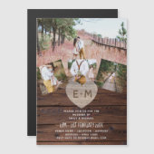 Magnetic Wedding Invite Rustic Photo Collage Barn Magnetische Uitnodiging (Voorkant / Achterkant)