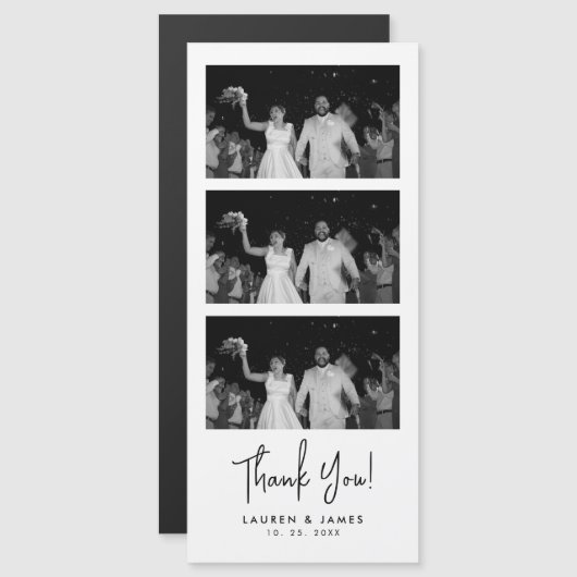 Magnetic Wedding Photo Strip Thank You Card (Voorkant / Achterkant)