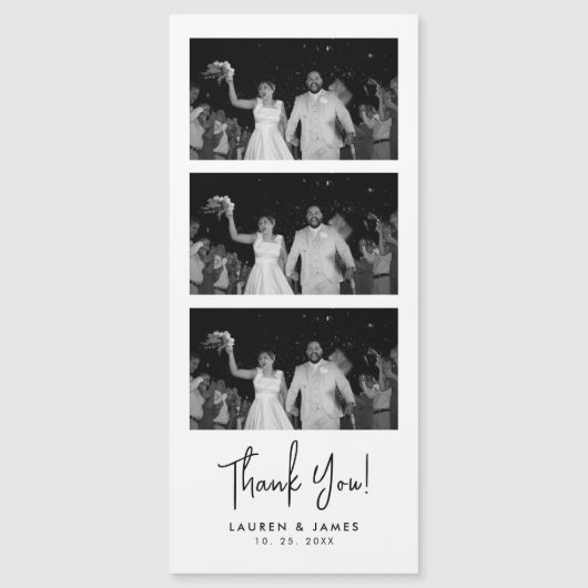 Magnetic Wedding Photo Strip Thank You Card (Voorkant)