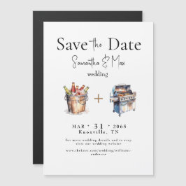Magnetisch Bier & BBQ Bruiloft Save the Date Magnetische Uitnodiging