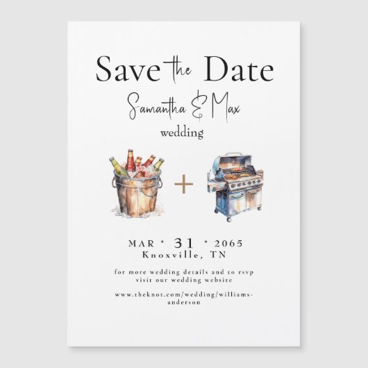 Magnetisch Bier & BBQ Bruiloft Save the Date Magnetische Uitnodiging (Voorkant)
