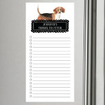 Magnetisch Blocnote met bundel Magnetisch Notitieblok<br><div class="desc">Schattige dingen om een hond van Beagle te halen met een zwart lijst van het bord dat gepersonaliseerd is met jouw naam.</div>