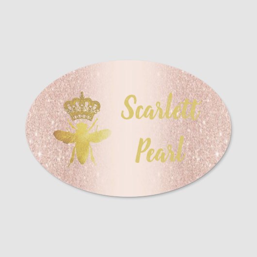 Magnetisch keizerapparaat Roos Glitter Pink Badge (Voorkant)