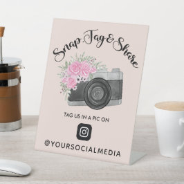 Magnetisch, Label, Share Instagram Sociale media Reclamebord Met Voetstuk