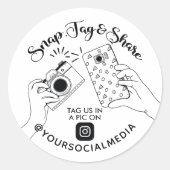 Magnetisch, Label, Share Instagram Sociale media Ronde Sticker (Voorkant)