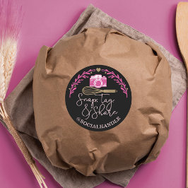 Magnetisch, Label, sociale media delen & bakkerij Ronde Sticker