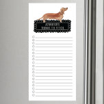 Magnetisch laptopblok voor de verkoop van dachshun magnetisch notitieblok<br><div class="desc">Schattige dingen om Tan Dachshund te halen met een zwart lijst van het karton dat gepersonaliseerd is met jouw naam.</div>