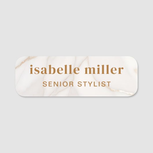 Magnetisch Marmer Goud Medewerker Naamplaatje (Voorkant)