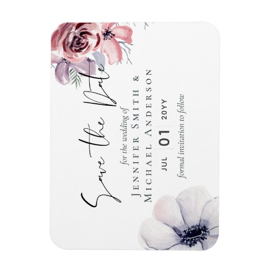 Magnetisch Navy Blauwe Koraal Bloemige Save the Da Magneet (Verticaal)