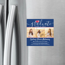 Magnetisch rood wit en blauw Afstuderen Magnetische Uitnodiging