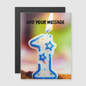 🎂 Magnetische 1e verjaardag Keepsake Magnetische Uitnodiging (Voorkant / Achterkant)