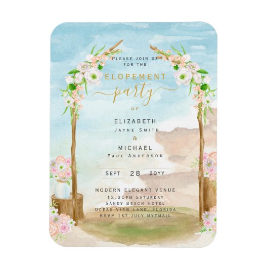 MAGNETISCHE Beach Coastal Elopement Party nodigt u Magneet (Verticaal)