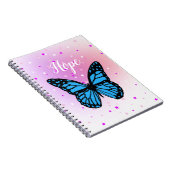 Magnetische blauwe vlindervliegende achtergrond notitieboek (Rechterzijde)