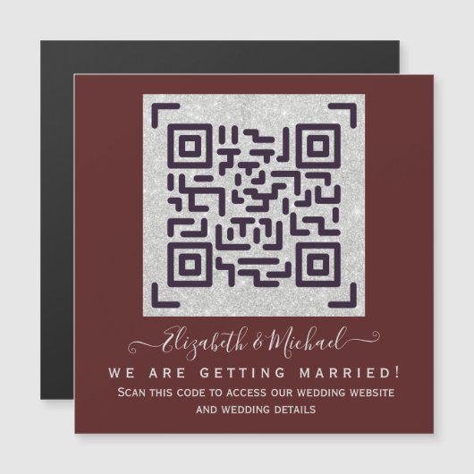 MAGNETISCHE BURGUNDY QR SCANNING CODE Weddenschap (Voorkant / Achterkant)