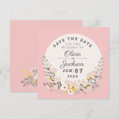 Magnetische chic bloemige roze Save the Date  Kaart (Voorkant / Achterkant)
