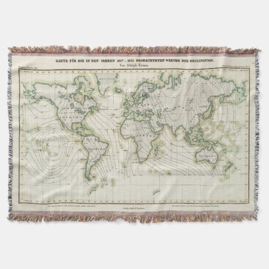 Magnetische declinatie in de wereld deken (Voorkant)