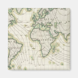 Magnetische declinatie in de wereld magneet