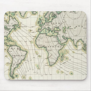 Magnetische declinatie in de wereld muismat