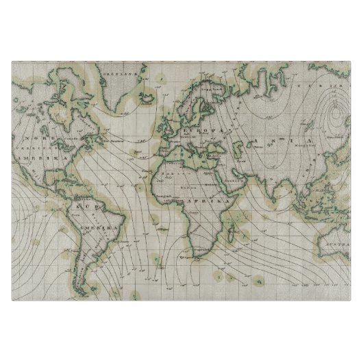 Magnetische declinatie in de wereld snijplank (Voorkant)