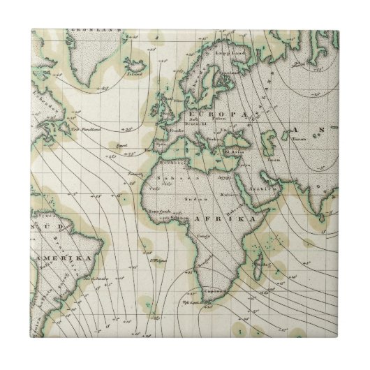 Magnetische declinatie in de wereld tegeltje (Voorkant)