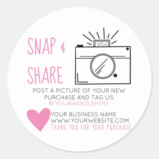 Magnetische en Share Camera Heart Social Media Bus Ronde Sticker (Voorkant)