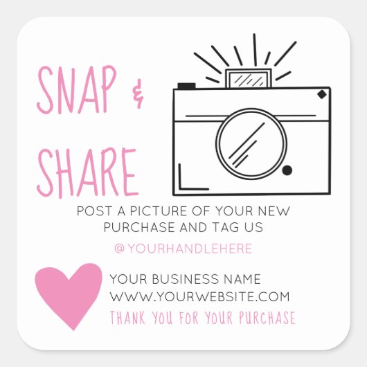 Magnetische en Share Camera Heart Social Media Bus Vierkante Sticker (Voorkant)