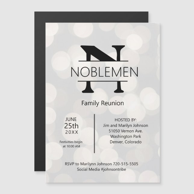 Magnetische familie reünie Minimale monogram zilve (Voorkant / Achterkant)