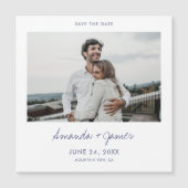 Magnetische foto Bewaar de datums met blauwe typog (Voorkant)