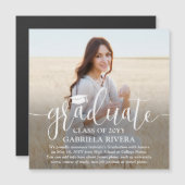 Magnetische foto vierkant Afstuderen aankondiging  (Voorkant / Achterkant)