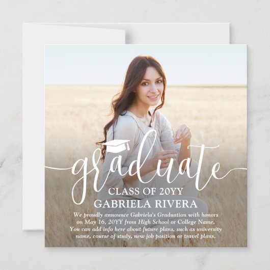 Magnetische foto vierkant Afstuderen aankondiging  (Voorkant)