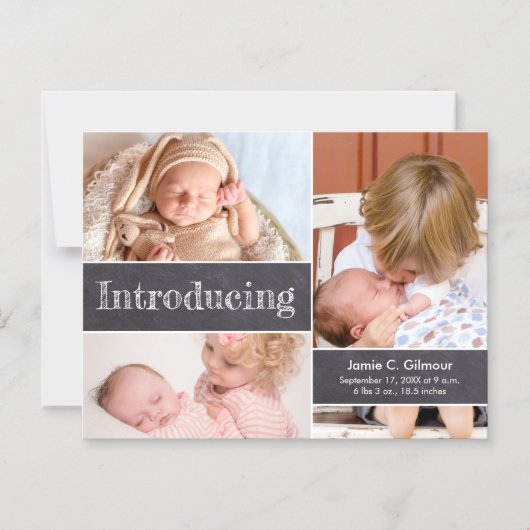 Magnetische fotocollage Introductie 3e Baby Magnetische Uitnodiging (Voorkant)