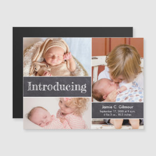 Magnetische fotocollage Introductie 3e Baby Uitnodiging