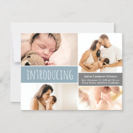 Magnetische fotocollage Introductie van Blue Baby  Magnetische Uitnodiging