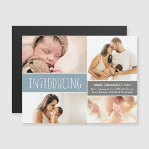 Magnetische fotocollage Introductie van Blue Baby Uitnodiging