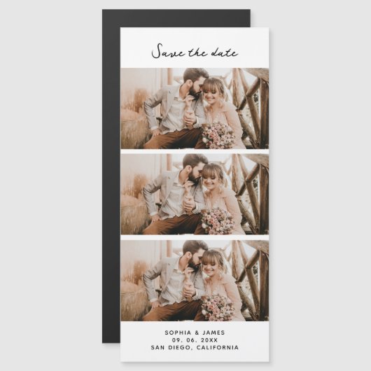Magnetische Fotostrip Trouwen Bewaar de datum (Voorkant / Achterkant)